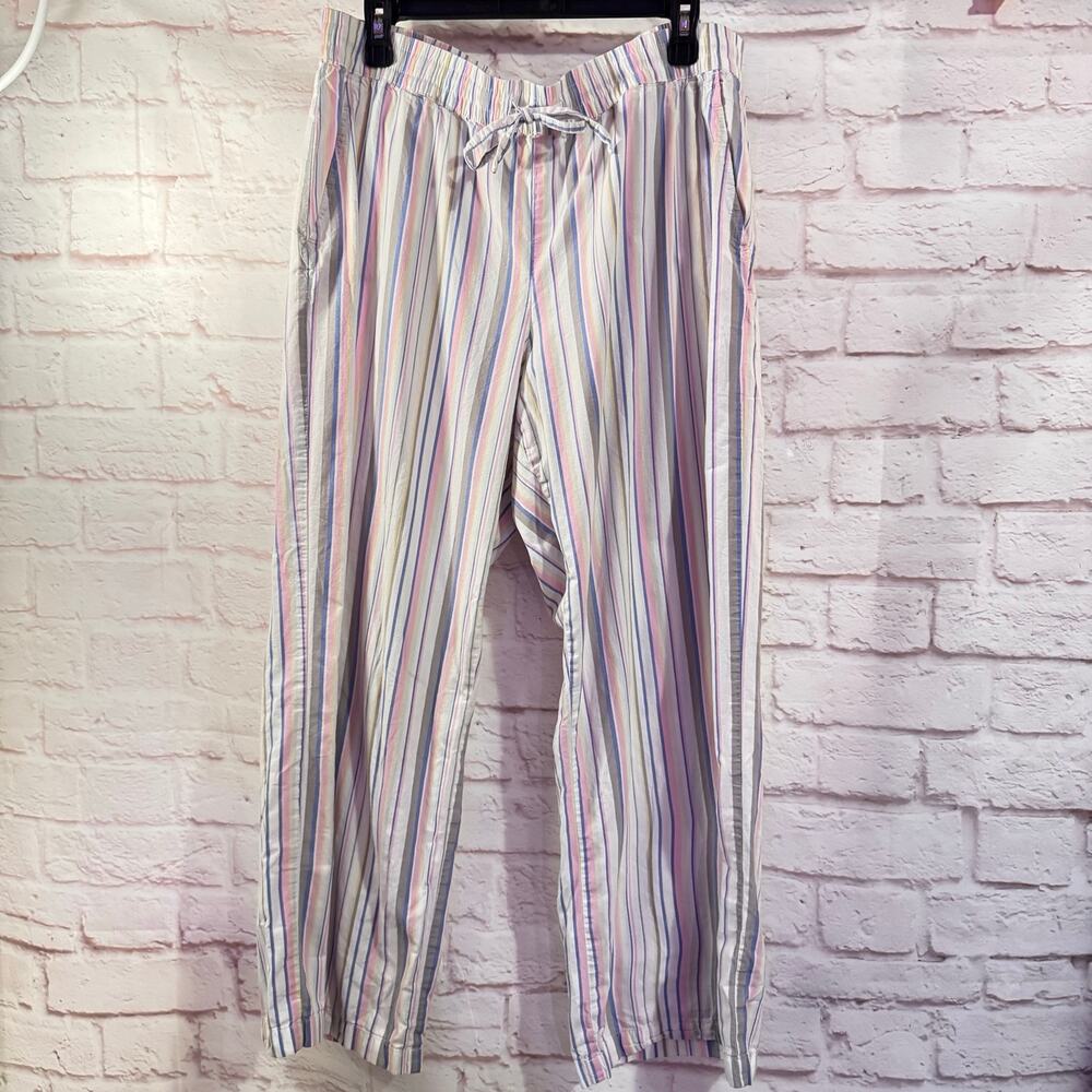GAP pastel striped 100% cotton sleep pants with pockets sz L loungeware relax